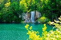 Ã¢â¬ÅPlitviceÃ¢â¬Â Lake with waterfall in HDR Croati National Park Royalty Free Stock Photo